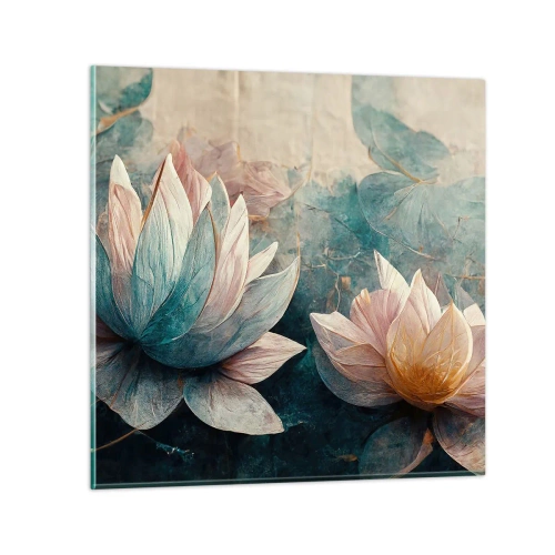 Üveg kép - Tavi csillagok - 50x50 cm