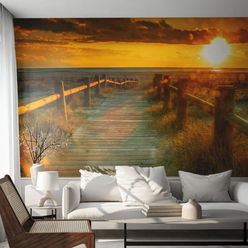 Fotótapéta Premium Canvas - Régi aranyban fürdetve - Tájkép, Tenger, Leszállás a tengerpartra - 150x105 cm