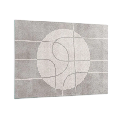 Üveg kép - Bézs vonalak és körök geometrikus kompozíciót hoznak létre - 70x50cm - Körkörös és egyenes - Modern fali dekoráció nappalihoz és hálószobához ARTTOR