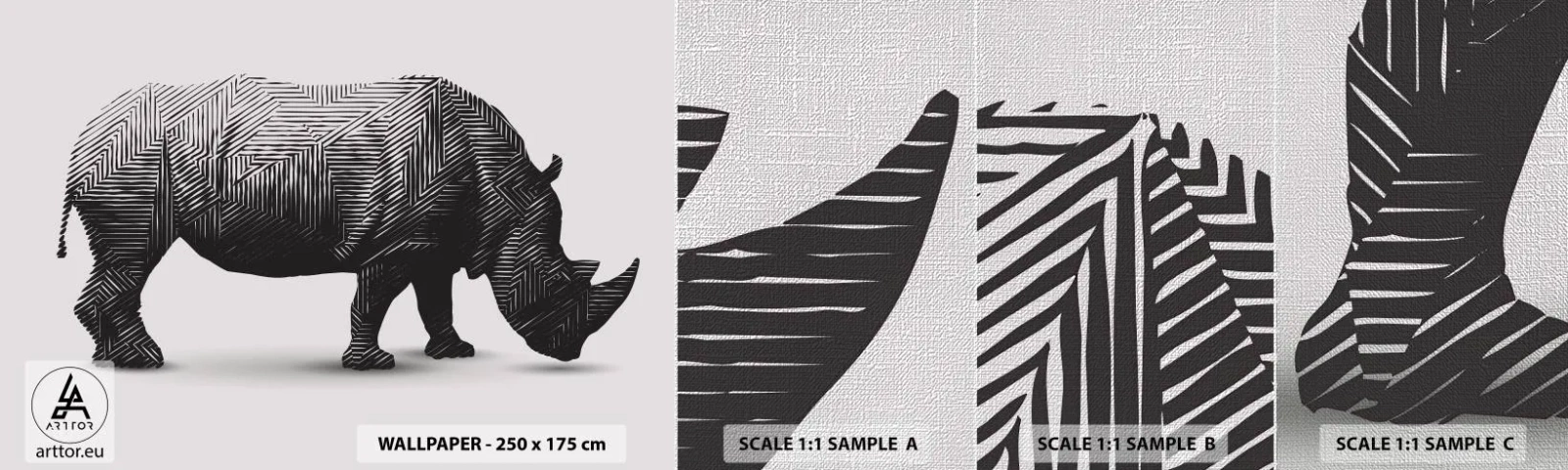 Fotótapéta Minta Premium Canvas - A természet geometriai szépsége - Állatok, Orrszarvú, Grafika - 100x30 cm