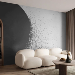 Fotótapéta Premium Canvas - Molekulák mozgása - Absztrakció, Fekete és fehér, Grafika - 500x350 cm