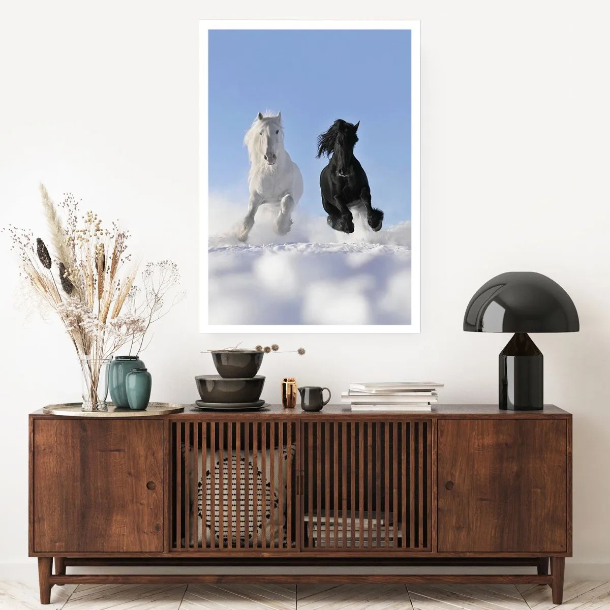 Poszter - Fekete-fehér galopp - 70x100 cm