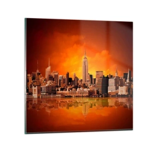 Üveg kép - A nagyvárosi panoráma sárga és bronz színben - 30x30 cm
