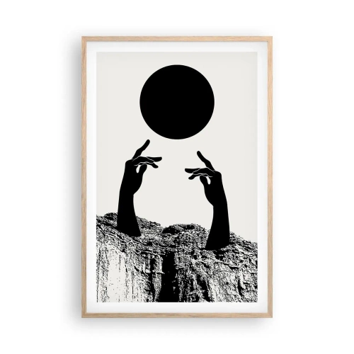 Poszter világos tölgy keretben - Szürreális kompozíció: a nap és a többi - 61x91 cm