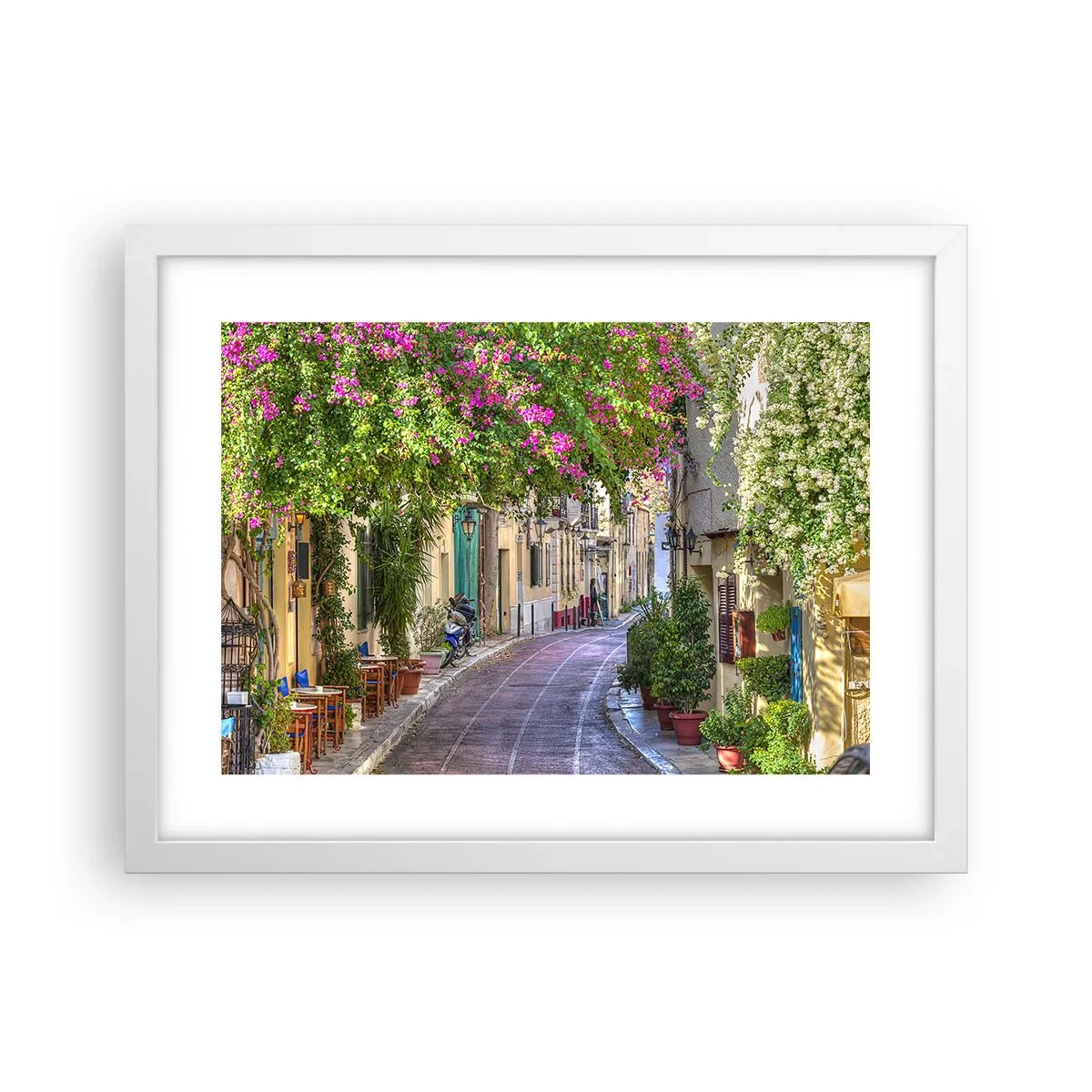Poszter fekete keretben - Virágzó sikátor - 40x30 cm