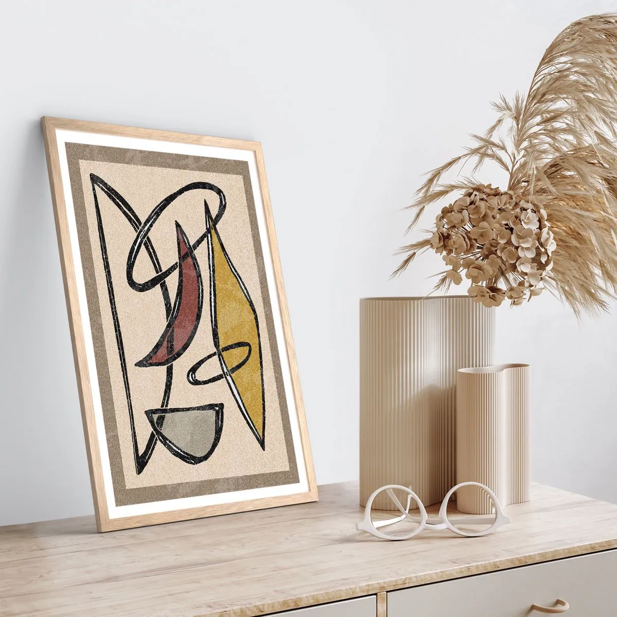 Poszter világos tölgy keretben - Függőlegesek és vízszintek - 40x50 cm