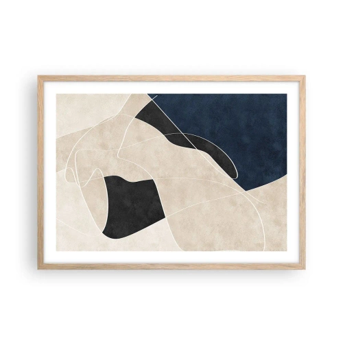 Poszter világos tölgy keretben - Absztrakt kompozíció - az árnyalatok kontrasztja - 70x50 cm