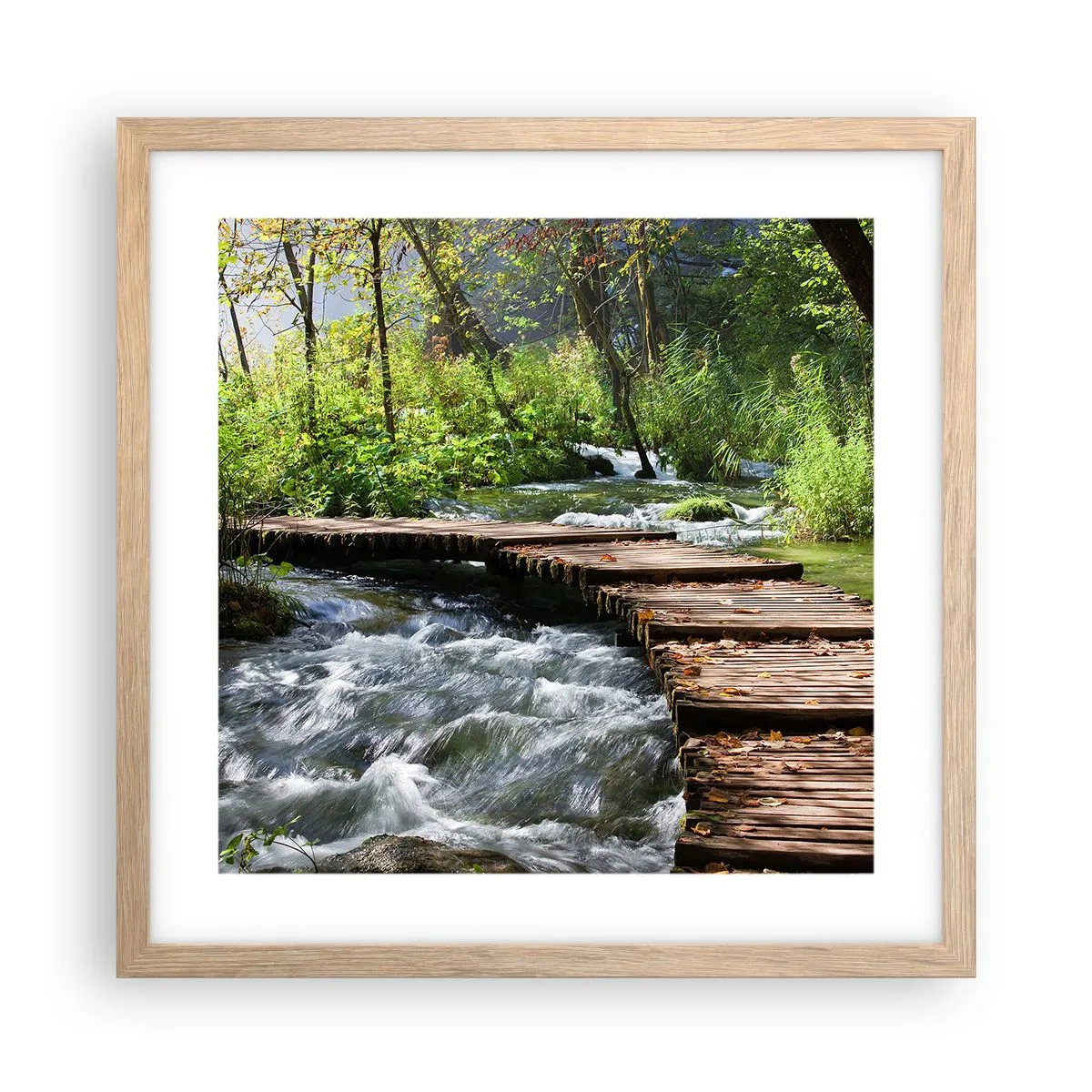 Poszter világos tölgy keretben - A habzó zuhatag felett - 40x40 cm