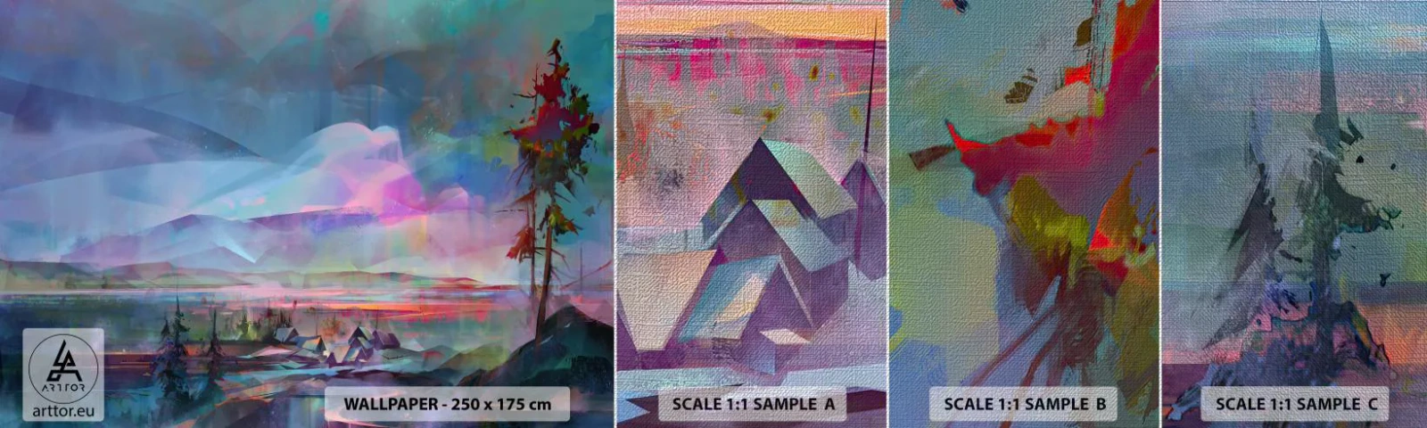 Fotótapéta Minta Premium Canvas - Jóindulatú ég alatt - Absztrakció, Tájkép, Hegyek - 100x30 cm