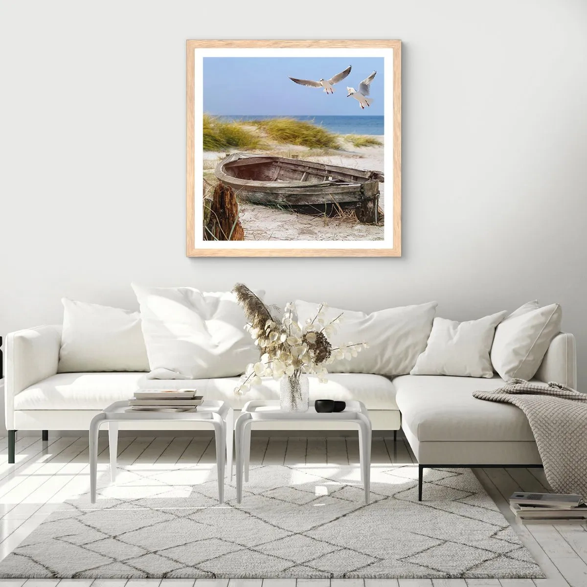 Poszter világos tölgy keretben - Szélben fürödve - 60x60 cm