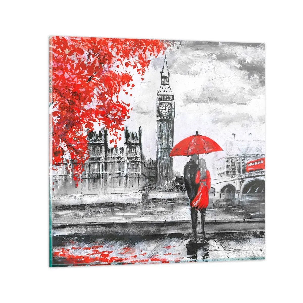 Üveg kép - Szerelmesek Londonban - 30x30 cm