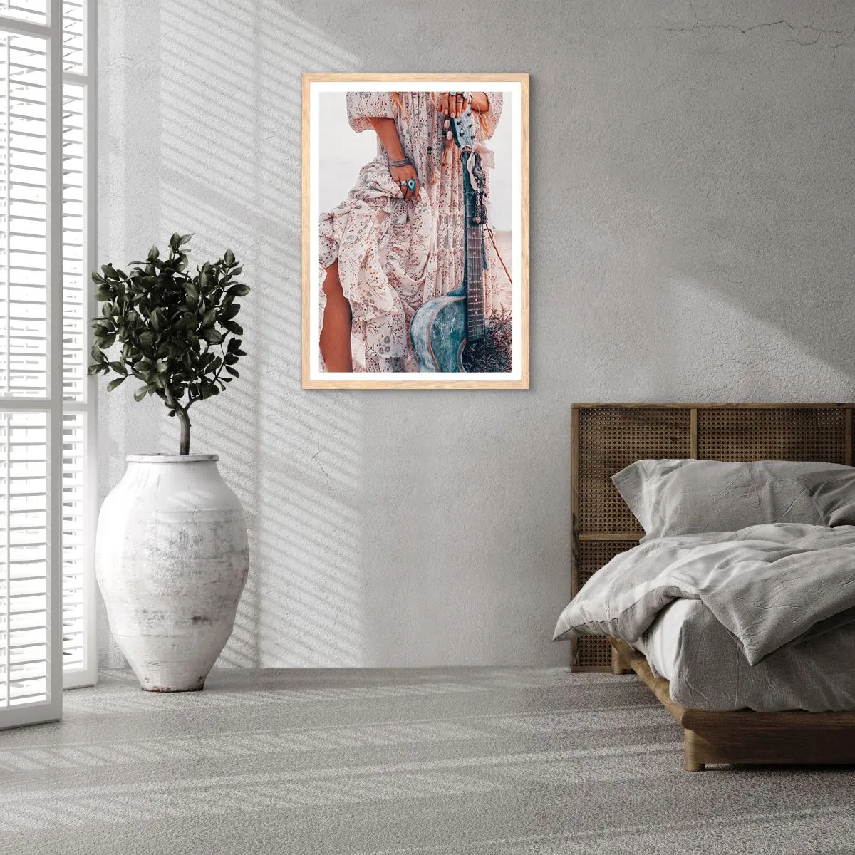 Poszter világos tölgy keretben - Hippik az úton - 40x50 cm