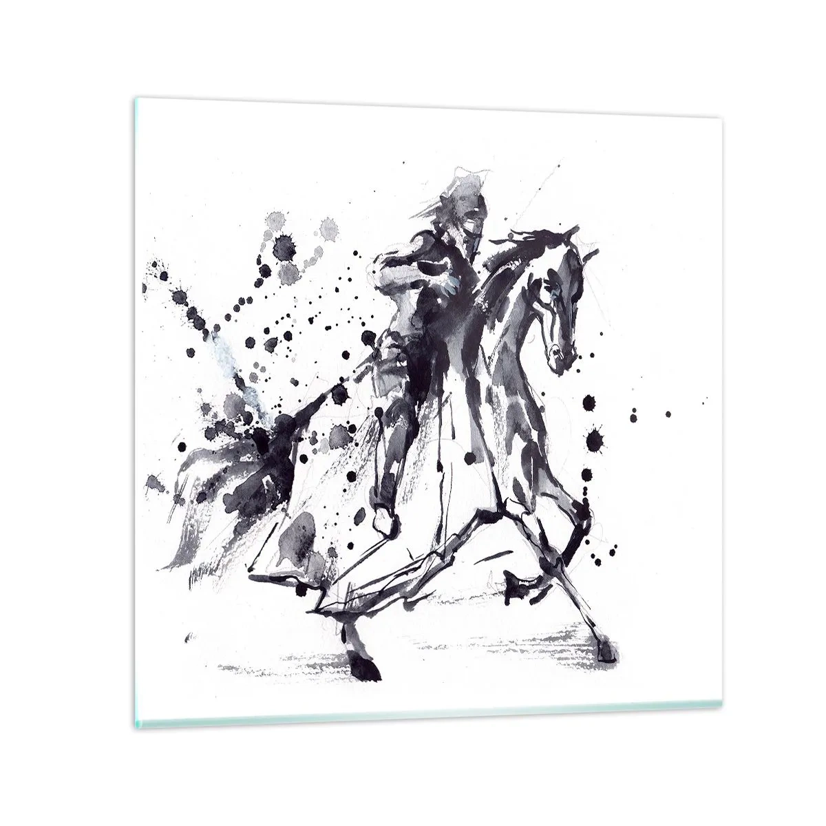 Üveg kép - Fekete lovag - 70x70 cm