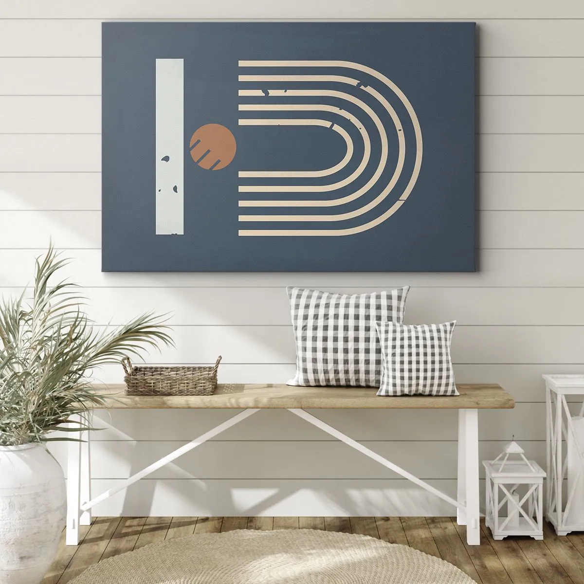 Vászonkép - Geometria sötétkék háttéren - 120x80 cm