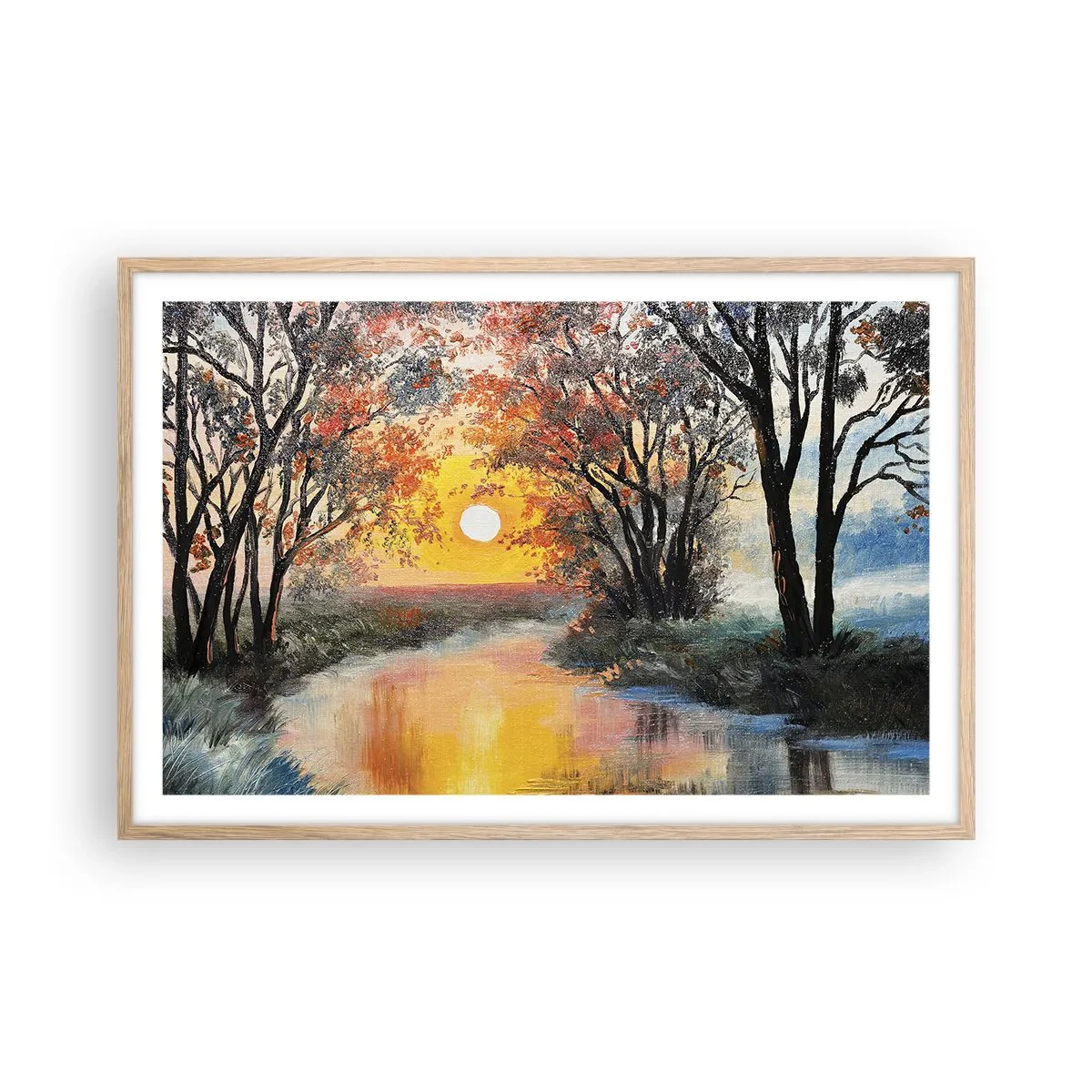 Poszter világos tölgy keretben - Őszi hangulat - 91x61 cm