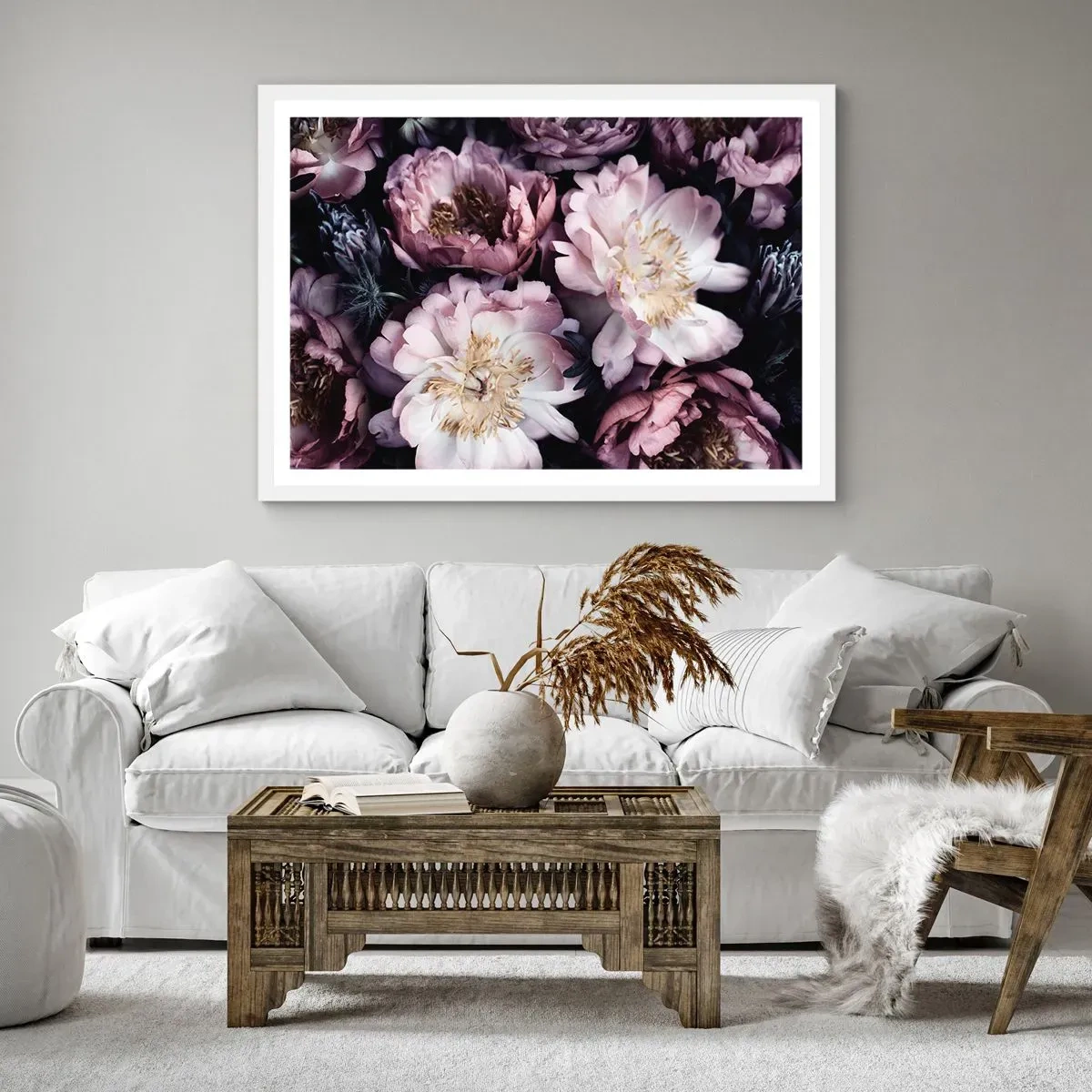 Poszter fekete keretben - Régi stílusú csokor - 50x40 cm