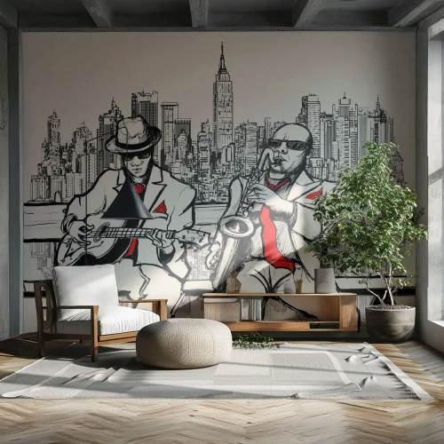 Fotótapéta Premium Sand - New York-i improvizáció - Zene, Dzsessz, New York - 100x70 cm