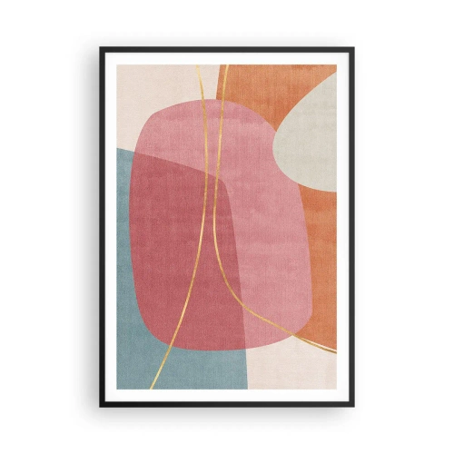 Poszter fehér keretben - Pasztell kompozíció aranyszálakkal - 70x100 cm