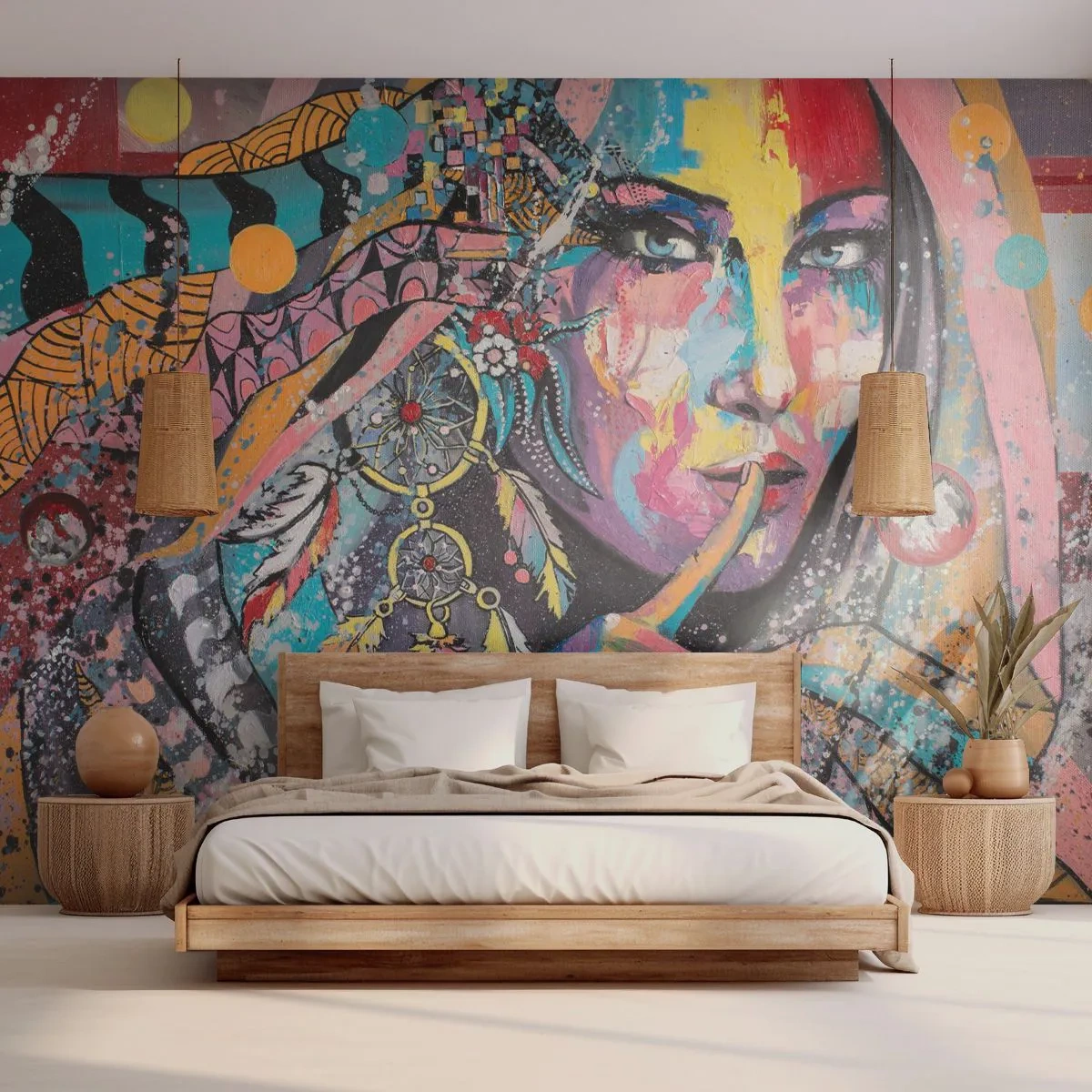 Fotótapéta Premium Sand - Maradj csendben, amíg meg nem érted - Nő, Egy nő portréja, Boho - 300x210 cm
