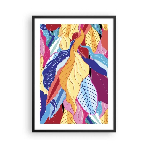 Poszter fehér keretben - Színes levelek absztrakt stílusban - 50x70cm - Színes rendetlenség - Modern fali dekoráció nappalihoz és hálószobához ARTTOR