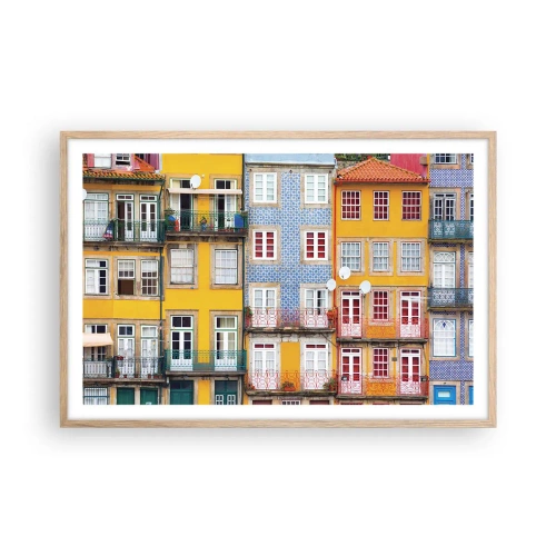 Poszter világos tölgy keretben - Az óváros színei - 91x61 cm