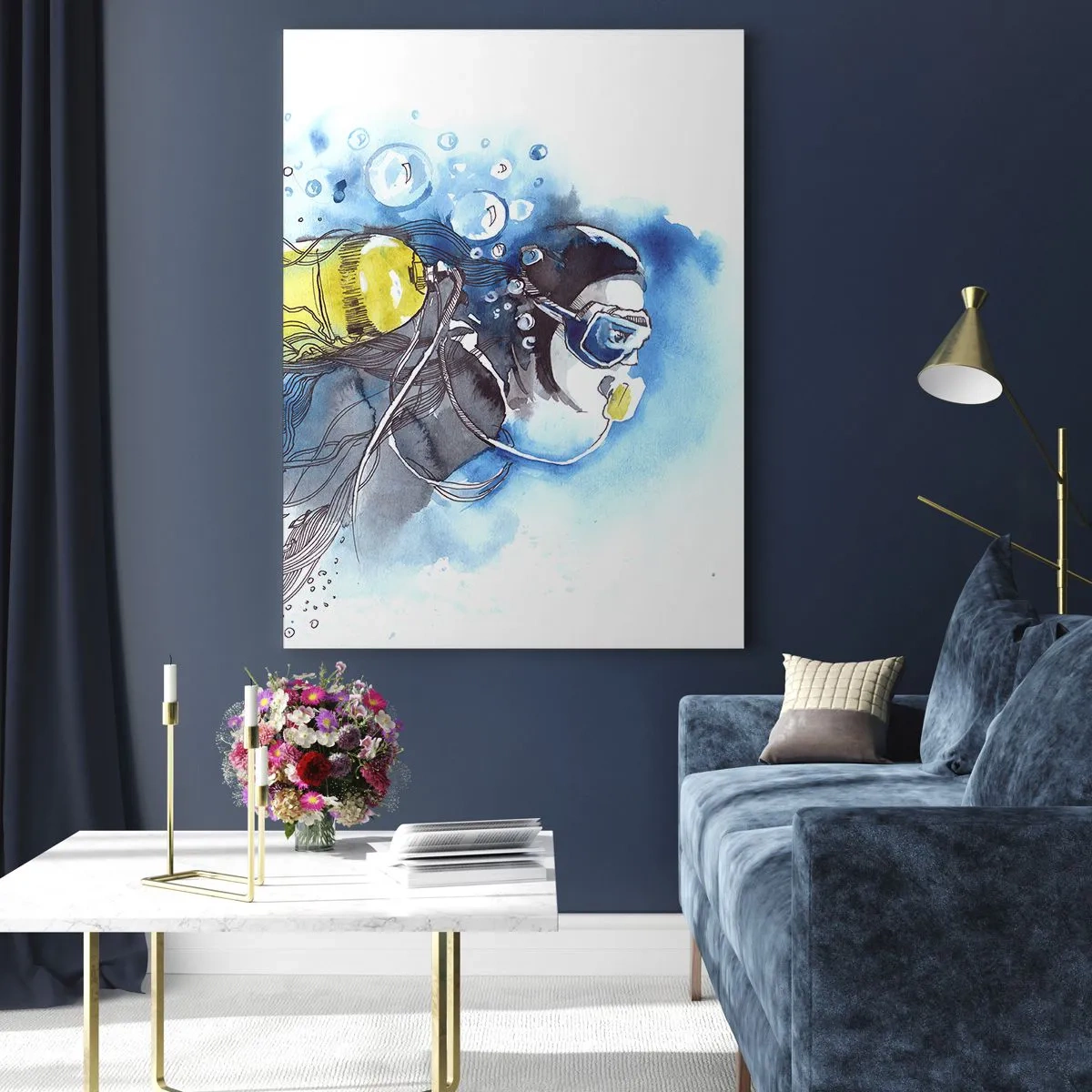 Üveg kép - Nagy kék - 70x100 cm