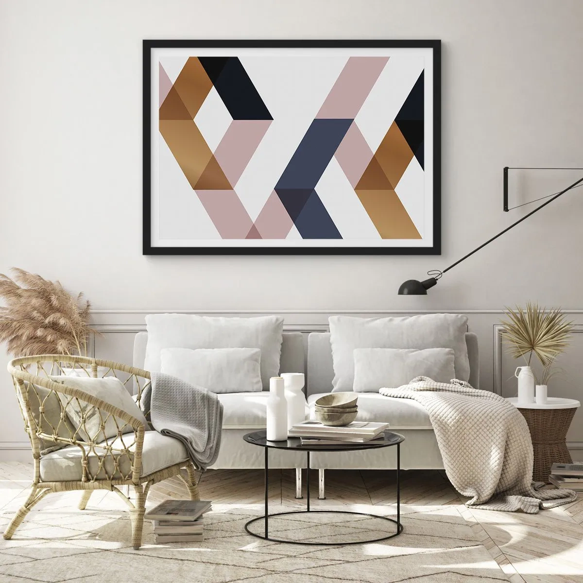 Poszter fehér keretben - Síkok és szögek - 91x61 cm