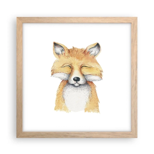 Poszter világos tölgy keretben - Róka hangulatok - 30x30 cm