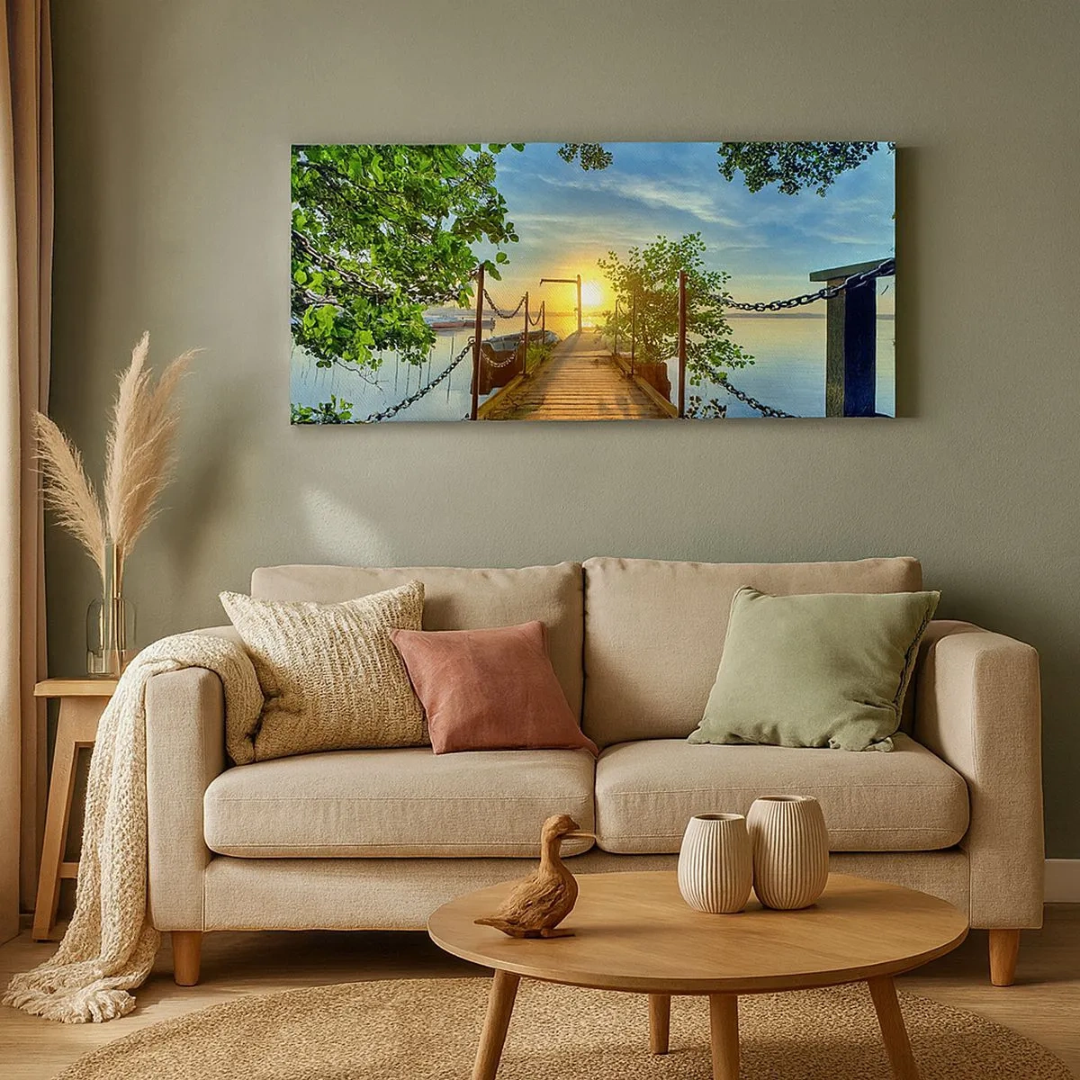 Vászonkép - Naplemente a víz felett - 100x40 cm