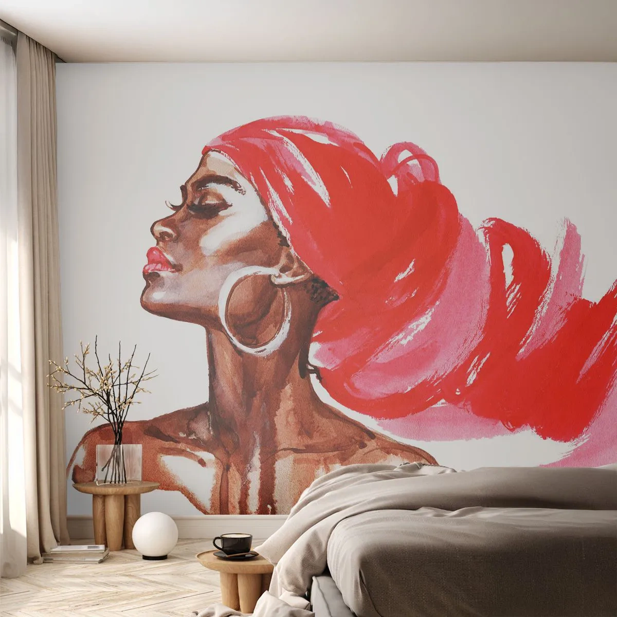 Fotótapéta Premium Canvas - "Van egy szél, ami kinyitja az ember orrlyukait” - Egy nő portréja, Női Arc, Absztrakció - 150x105 cm