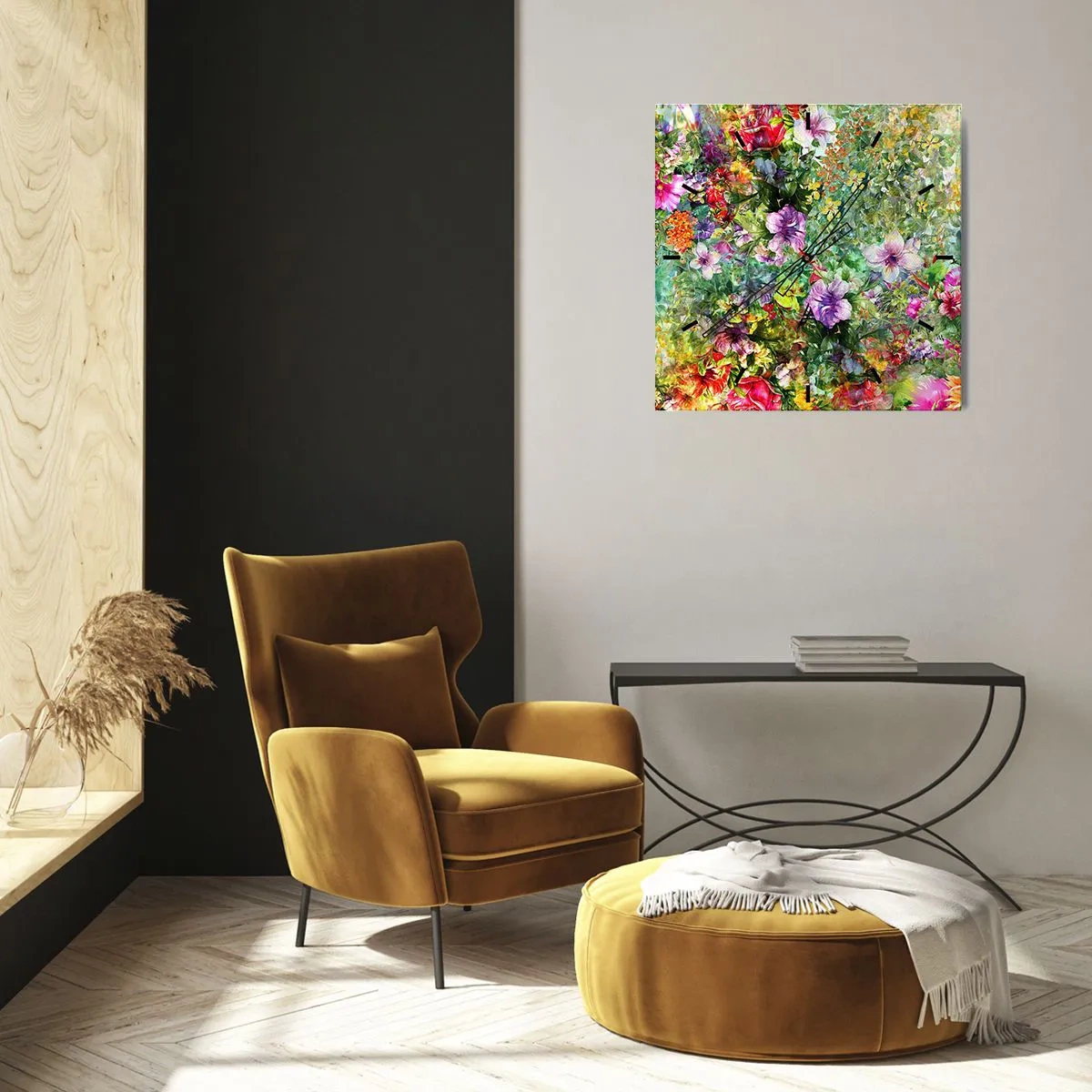 Falióra, Óra - Virágokban a vesztünk - 40x40 cm