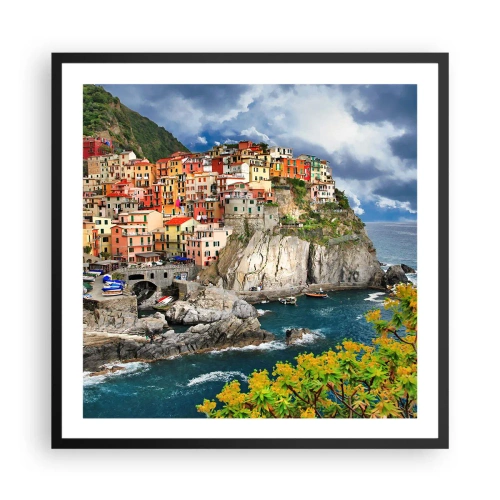 Poszter fehér keretben - Egy csoport a sziklákra simulva - 60x60 cm