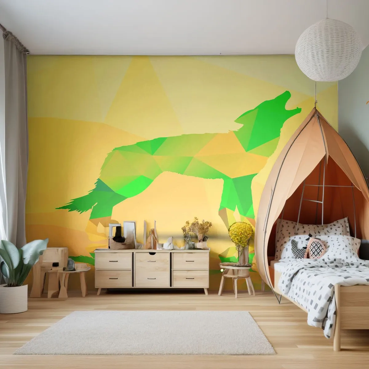 Fotótapéta Standard Eco - Magányos farkas - Állatok, Farkas, Geometriai ábra - 200x140 cm