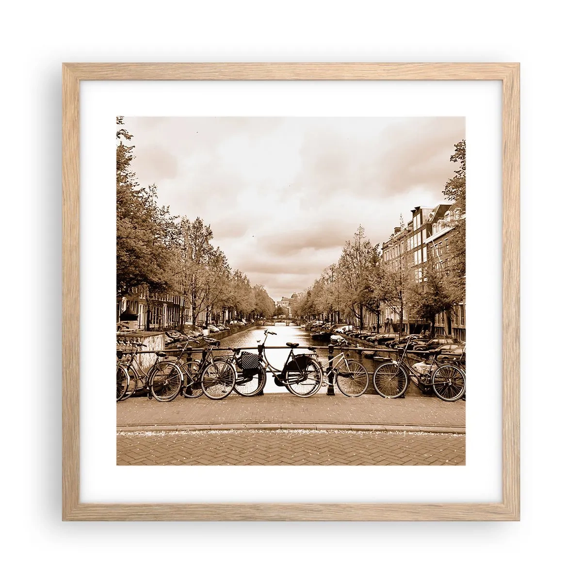 Poszter világos tölgy keretben - Holland hangulat - 40x40 cm