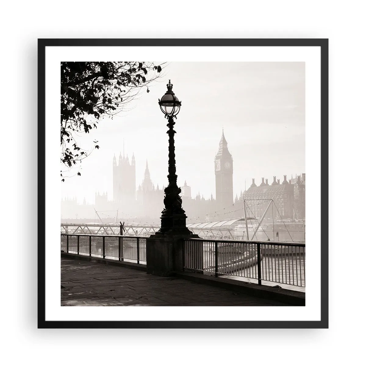 Poszter fehér keretben - Londoni reggel - 60x60 cm