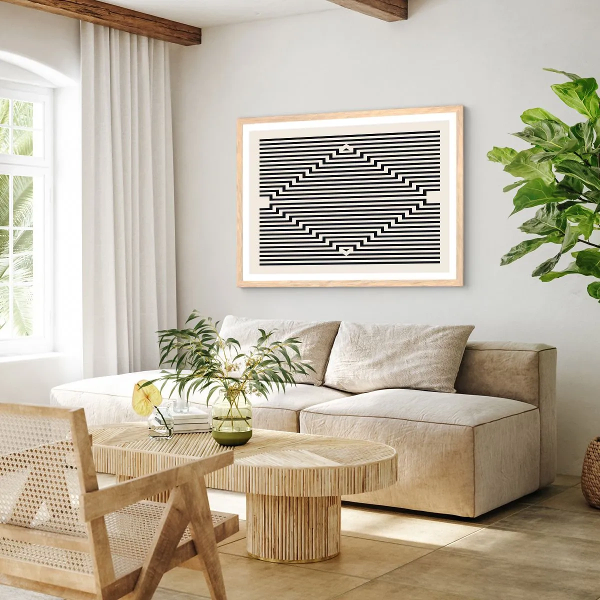 Poszter világos tölgy keretben - Geometrikus illúzió - 40x30 cm
