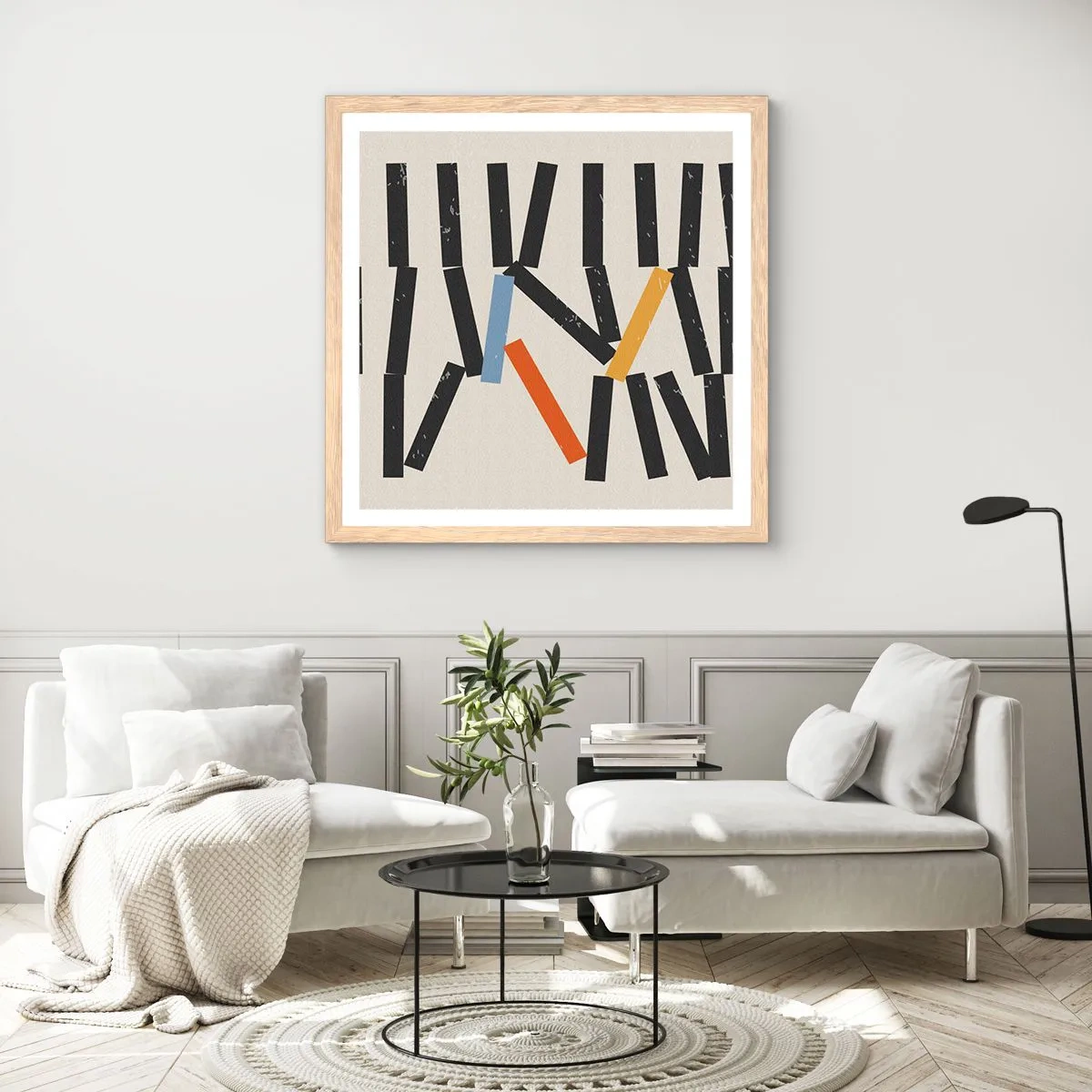 Poszter világos tölgy keretben - Dominó - kompozíció - 60x60 cm