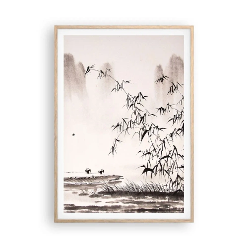 Poszter világos tölgy keretben - A rizsföldek csendje - 70x100 cm