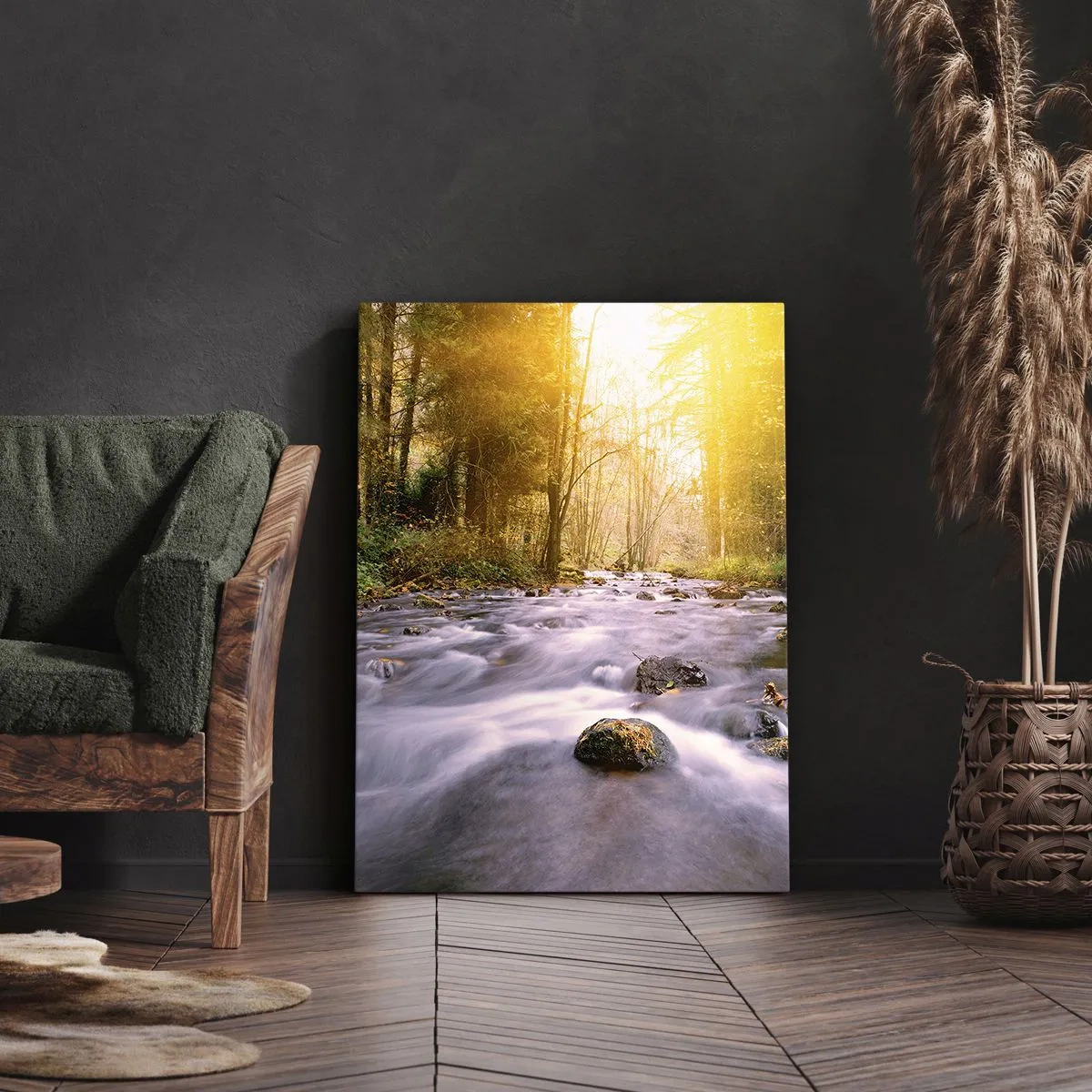 Vászonkép - Malachit ezüst és arany keretben - 55x100 cm