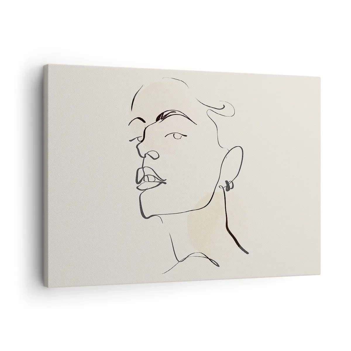 Vászonkép - Minimalista vázlat egy női arcról - 70x50cm - Büszke tekintet - Modern fali dekoráció nappalihoz és hálószobához ARTTOR