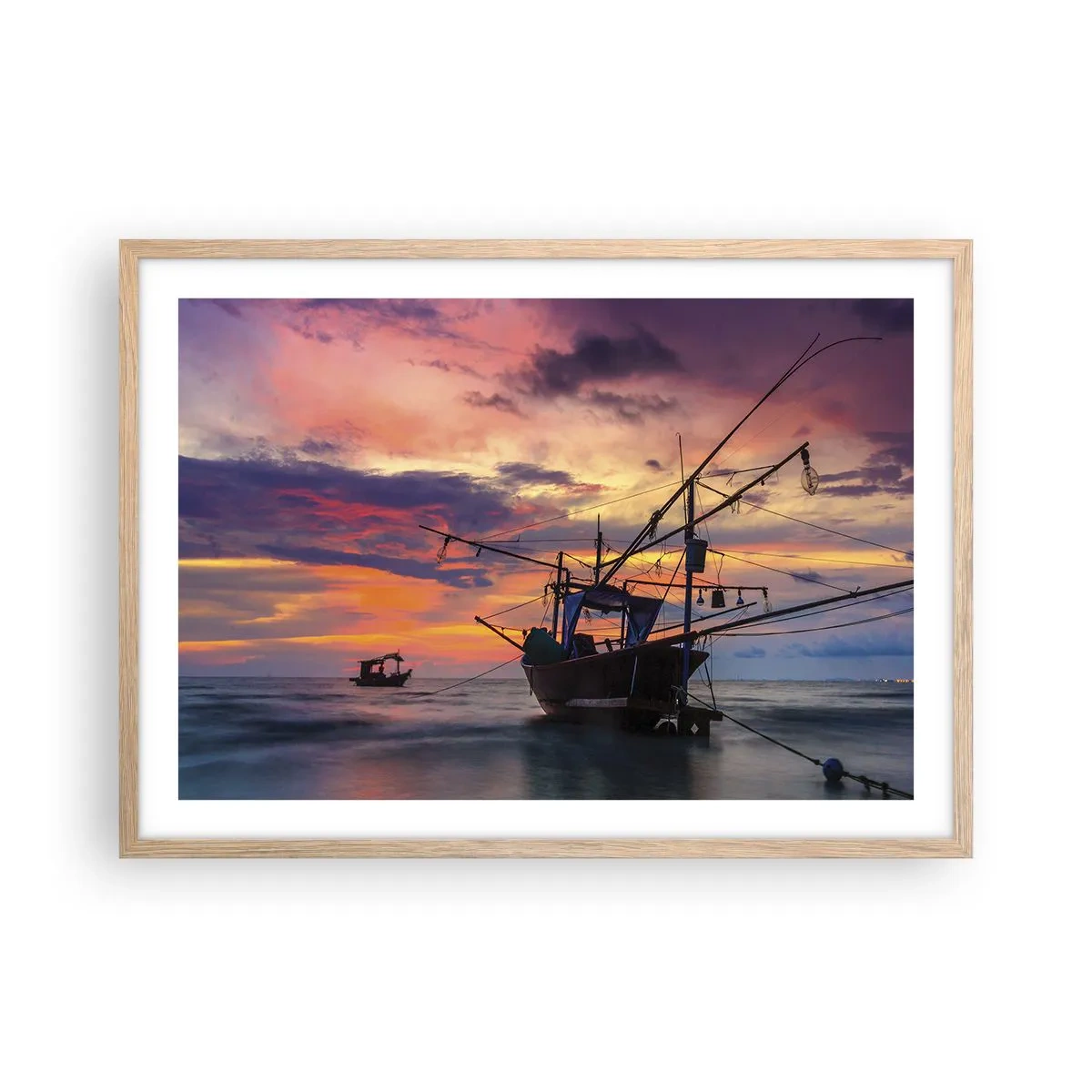 Poszter világos tölgy keretben - Egzotikus este - 70x50 cm
