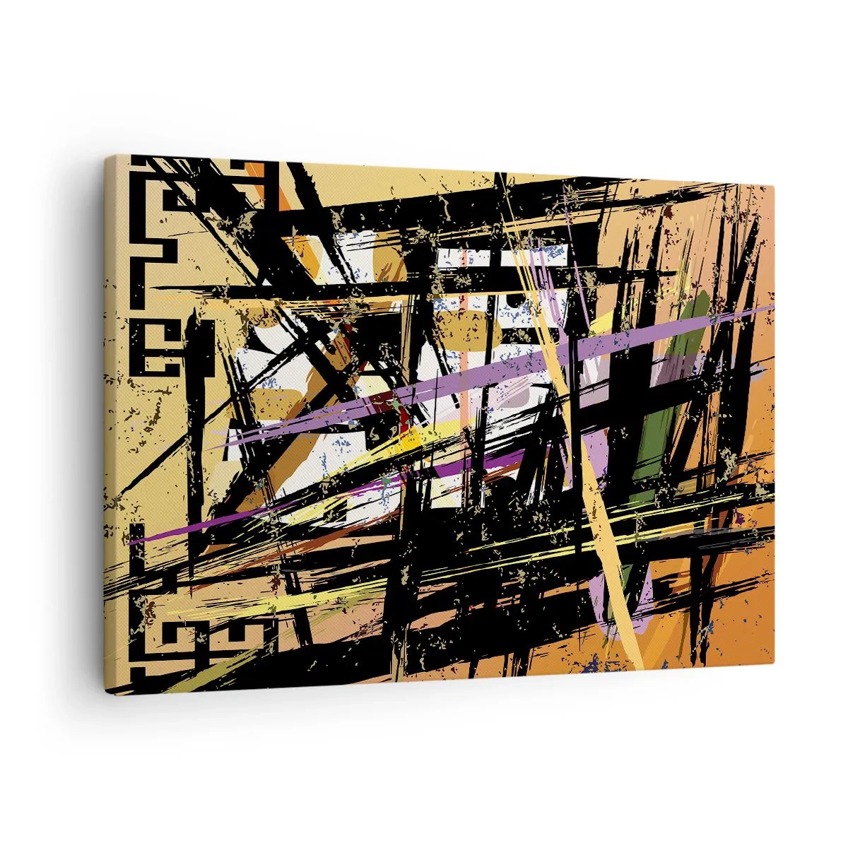 Vászonkép - Absztrakt vonalak és formák bézs háttéren - 70x50cm - Éles vágás - Modern fali dekoráció nappalihoz és hálószobához ARTTOR