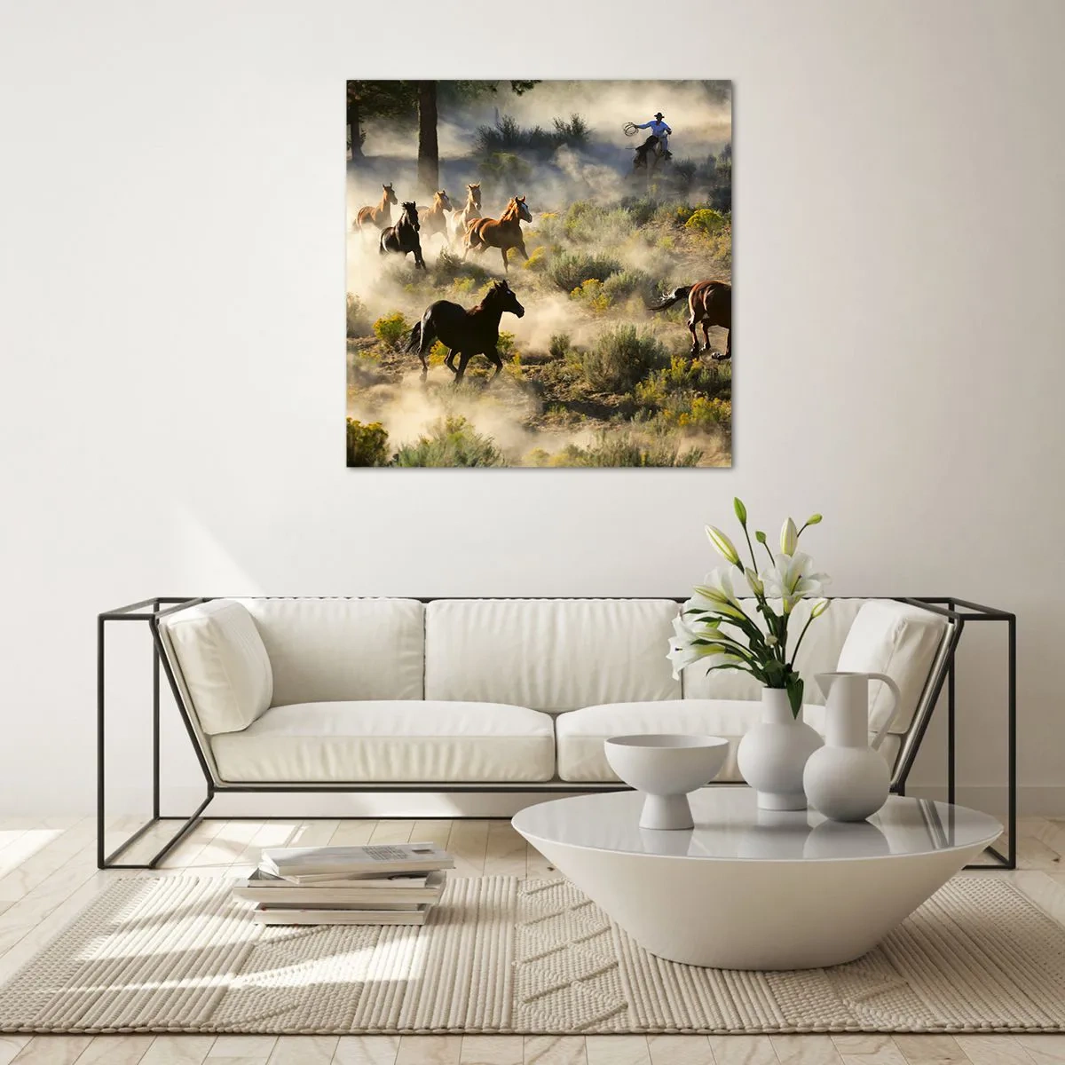 Üveg kép - Rivalizálás – szabadság, vagy férfierő? - 60x60 cm