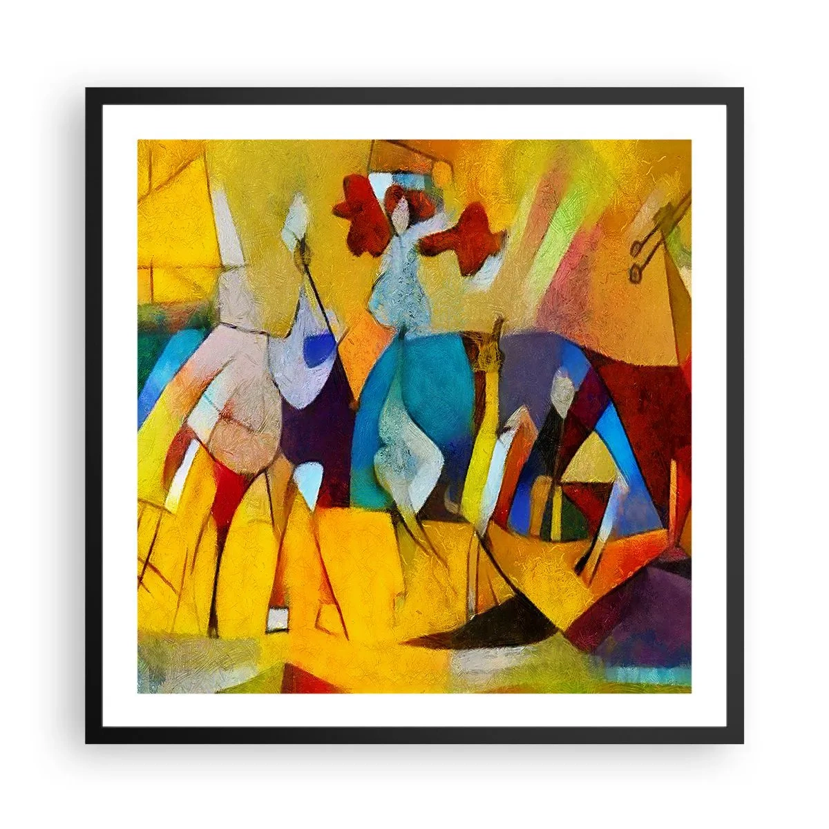 Poszter fehér keretben - Nap - élet - boldogság - 60x60 cm