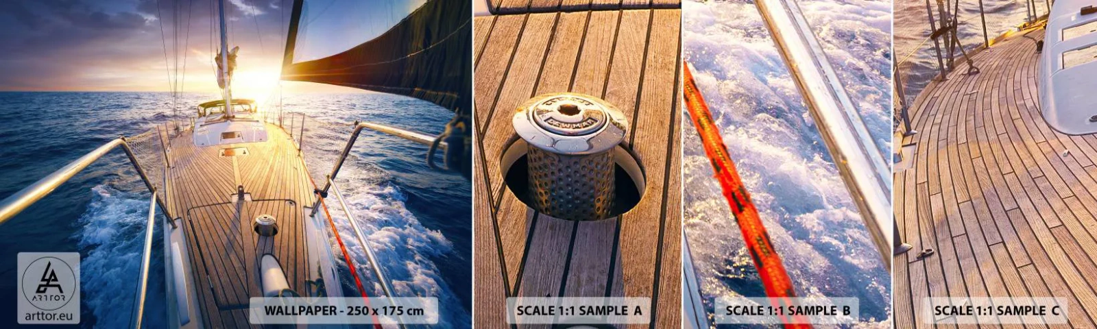 Fotótapéta Minta Öntapadós Deluxe Sticker - Futás a hullámokon - Vitorlás jacht, Tenger, vitorlázás - 100x30 cm