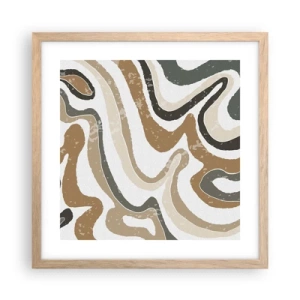 Poszter világos tölgy keretben - Földszínű színek kanyarulatai - 40x40 cm
