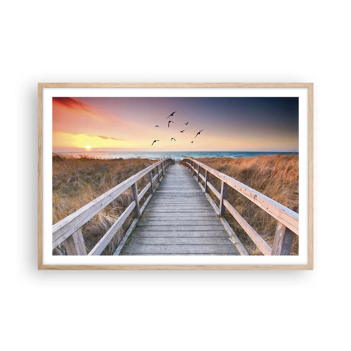 Poszter világos tölgy keretben - Repülési tér - 91x61 cm