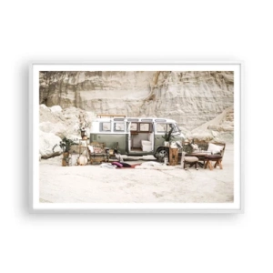 Poszter fekete keretben - Ideje elkezdeni az utazást - 100x70 cm