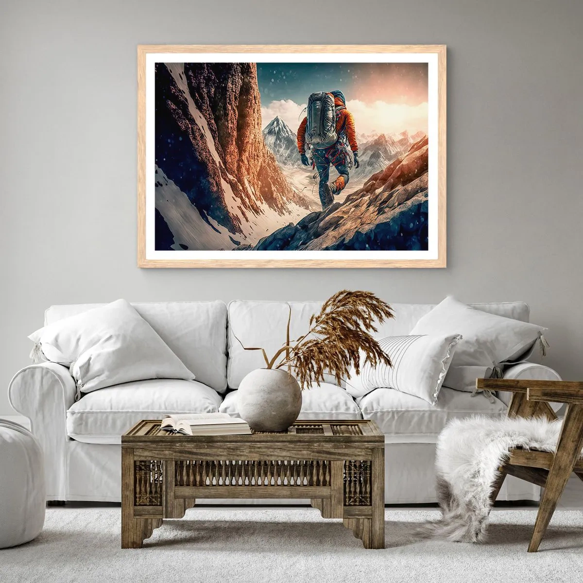 Poszter világos tölgy keretben - Magányos harcos - 40x30 cm