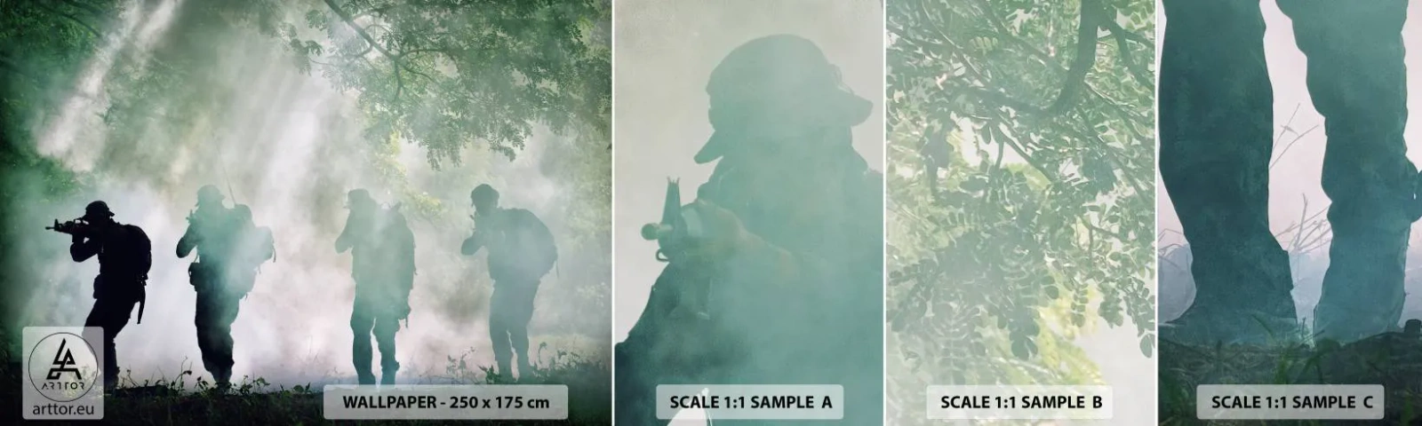 Fotótapéta Minta Standard Eco - Egy mindenkiért… - Katona, Fegyver, Puska - 100x30 cm